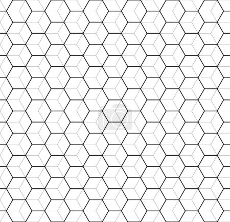 Hexagons avec deux épaisseurs de course. Modèle sans couture. Fond blanc. Modèle de carte de rugosité, d'opacité et de bosse pour la conception de mouvement et les graphiques 3D.