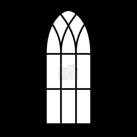 Silhouette of big classic temple window on black. Gobo mask. Shapes for forming light rays for photoshop or 3D light. Vector template