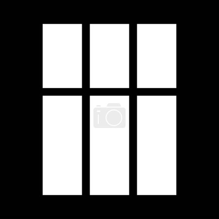 Téléchargez les illustrations : Silhouette de fenêtre de neuf sections pour masque gobo léger. Formes blanches sur fond noir. Modèle vectoriel pour lumière 3D - en licence libre de droit