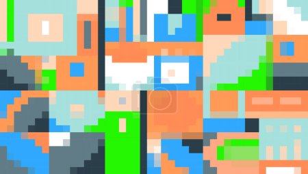 Abstract modern background with pattern. Simple pixel style. Primitivism mosaic art with squares. Vector template. EPS10