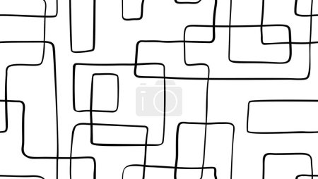 Irregular doodle seamless pattern. Clean and minimalist look. Abstract hand-drawn ornament. Black and white vector template for design and 3D graphics.