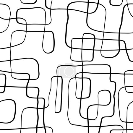 Abstract hand-drawn doodle seamless pattern. Clean and minimalist look. Black and white vector template for design and 3D graphics.
