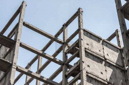 Foto de Fragmento de fondo abstracto de un edificio a partir de bloques de hormigón - Imagen libre de derechos