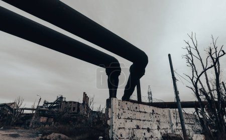 détruit les bâtiments de l'atelier de l'usine Azovstal dans la guerre de Marioupol en Ukraine avec la Russie