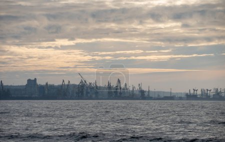 smoke after the explosion in the seaport war in Ukraine with Russia