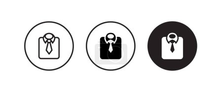 Ilustración de Uniform Male dress shirt icon. Shirt and tie icon suit men formal business wear icon symbol logo illustration, editable stroke, flat design style isolated on white - Imagen libre de derechos