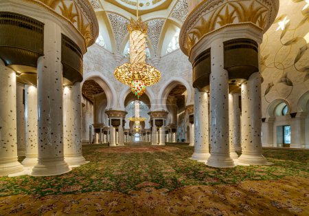 The Sheikh Zayed Mosque is one of the six largest mosques in the world. Located in Abu Dhabi, the capital of the United Arab Emirates. UAE Abu Dhabi, March 2022