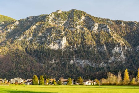 Téléchargez les photos : Massive chaîne de montagnes, forêt et prairies des Alpes allemandes - en image libre de droit