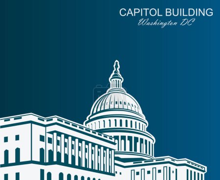 Illustration for United States Capitol building icon in Washington DC - Royalty Free Image