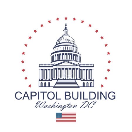 Illustration for United States Capitol building icon in Washington DC isolated on white backgrpound - Royalty Free Image
