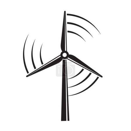 Téléchargez les illustrations : Icône de l'énergie renouvelable avec éolienne isolée sur fond blanc - en licence libre de droit