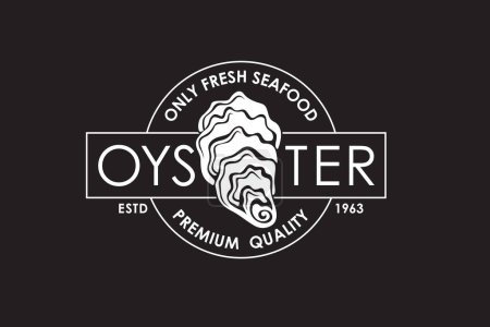 Illustration for Emblem of oyster shell isolated on black background - Royalty Free Image
