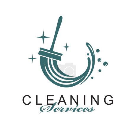Ilustración de Diseño de servicio de limpieza con escobilla de cristal aislada sobre fondo blanco - Imagen libre de derechos