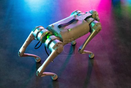 Quadruped dog robot for help and guidance with autonomous technology.
