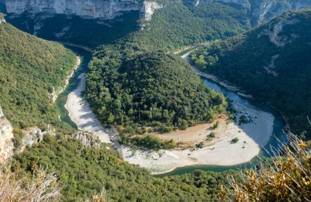 Photo for Ardeche River, Saint Remeze. A famous tourist destination in southern France. View from the observation deck. - Royalty Free Image