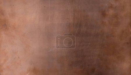 Copper sheet. Copper background for design. Different natural lighting. Scratches. Fingerprints.