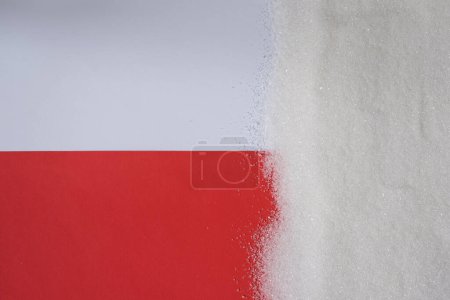 Photo for Sugar. Poland Flag. Import or Export. Food Dispute. Copy Space. - Royalty Free Image