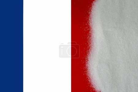 Zucker. Frankreich-Flagge. Import oder Export. Kopierraum.