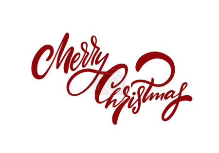 Téléchargez les illustrations : Joyeux Noël dessiné à la main couleur rouge calligraphie texte de lettrage isolé sur fond blanc. - en licence libre de droit