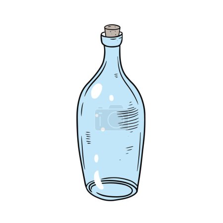 Ilustración de Ilustración de vidrio de botella de estilo dibujado a mano aislado sobre fondo blanco. Diseño para bar, cafetería y menú. - Imagen libre de derechos