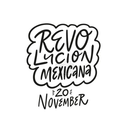 Ilustración de Revolucion Mexicana holiday text sign. Vector art black color lettering phrase. - Imagen libre de derechos