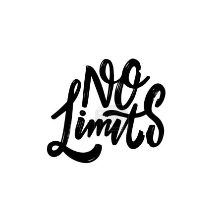 No limits black color modern typography lettering phrase. Vector art text sign isolated on white background.