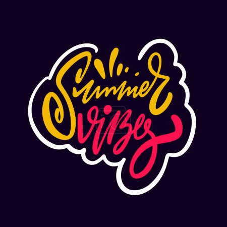 The phrase Summer Vibes is presented in a lettering style with colorful text against a dark background. This illustration encapsulates the atmosphere of summer and positive emotions.