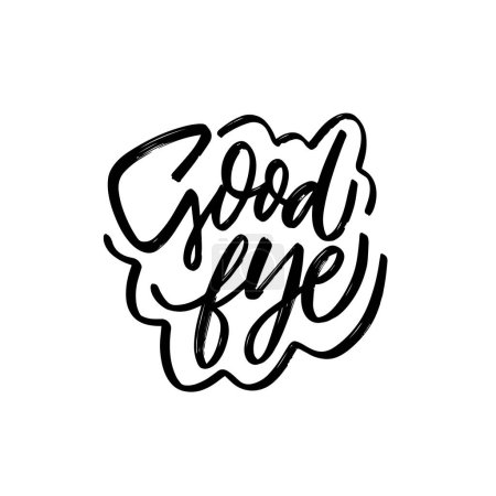 Goodbye black ink lettering phrase, presented in modern typography text as vector art. An elegant farewell message with contemporary design.