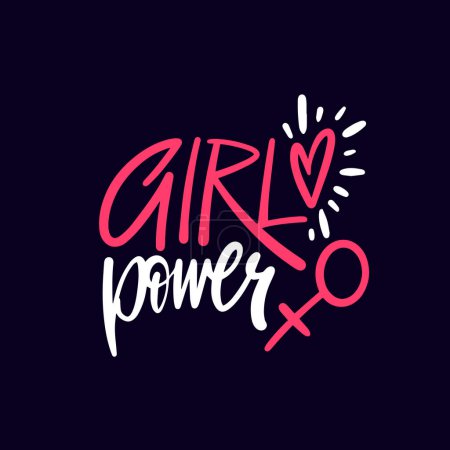 Girl Power bunte Typografie Vektor Schriftzug Zitat Zeichen. Lebendiges und ermächtigendes Design, das weibliche Stärke und Widerstandskraft feiert.