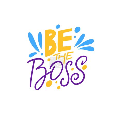 Ein lebendiges Logo mit der Aufschrift Be the Boss in elektrischer blauer Schrift, das vor einem eleganten magentafarbenen Rechteck steht. Dieses auffällige Grafik-Design ist perfekt für den Aufbau Ihrer Marke und Marke