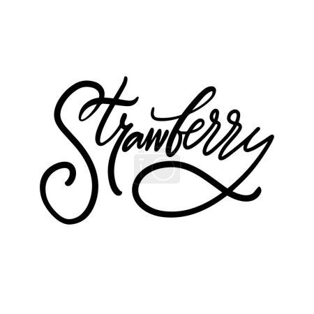 A beautiful Strawberry text is elegantly handwritten in a graceful font style set against a white background