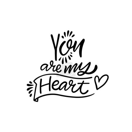 Eine charmante handschriftliche Botschaft lautet: Du bist mein Herz neben einer zierlichen Herzskizze, die ein herzliches Gefühl vermittelt
