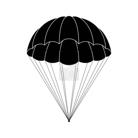 Icono de paracaídas aislado sobre fondo blanco. Descenso libre y vuelo en regalos de entrega espacial y mercancías con ayuda sorpresa agradable repentina. Ilustración vectorial.