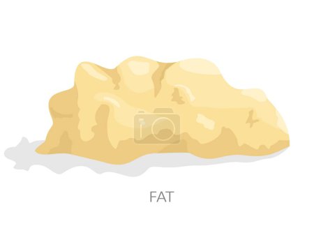 Téléchargez les illustrations : White fat tissue isolated on white background. Adipose tissue has role of storing lipid droplets, fatty acids. Vector illustration. - en licence libre de droit