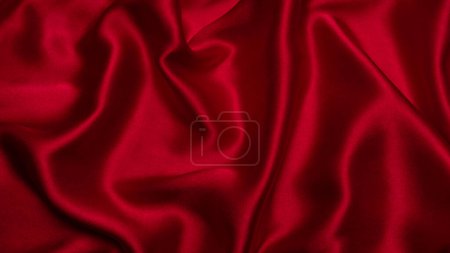 Foto de Textura de seda roja o tela de lujo satinado puede utilizar como fondo abstracto. Vista superior. - Imagen libre de derechos