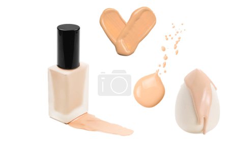 Liquid foundation smudge isolated on white background. Close Up of makeup cream sample.