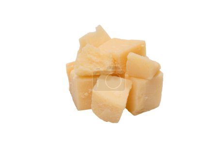 Photo for Cheese cubes isolated on a white background. Top view. - Royalty Free Image