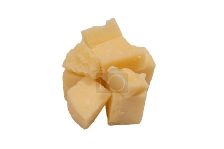Photo for Cheese cubes isolated on a white background. Top view. - Royalty Free Image