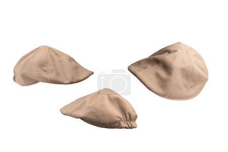 Light brown ascot cap isolated on a white background. 