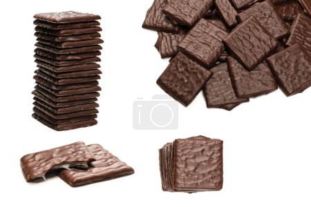 Dark chocolate candies isolated on a white background. 