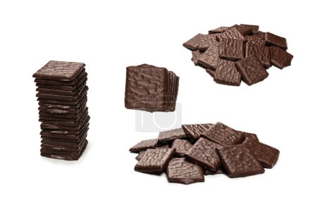 Dark chocolate candies isolated on a white background. 