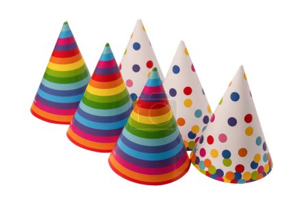 Photo for Colorful birthday cap isolated on a white background. - Royalty Free Image
