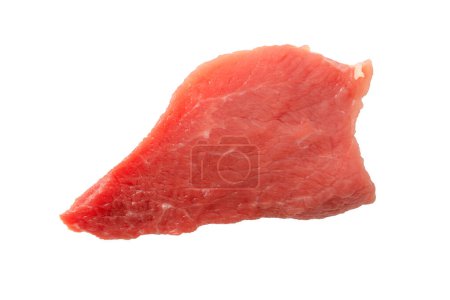 Photo for Veal pieces raw isolated on white background. Top view. - Royalty Free Image