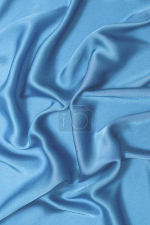 Photo for Blue silk or satin luxury fabric texture. Top view. - Royalty Free Image