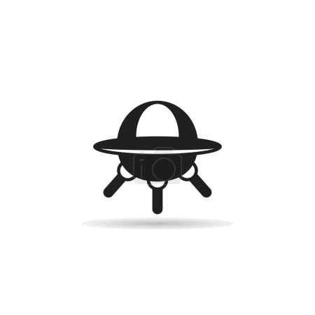 Téléchargez les illustrations : Ufo and spacecraft icon on white background - en licence libre de droit