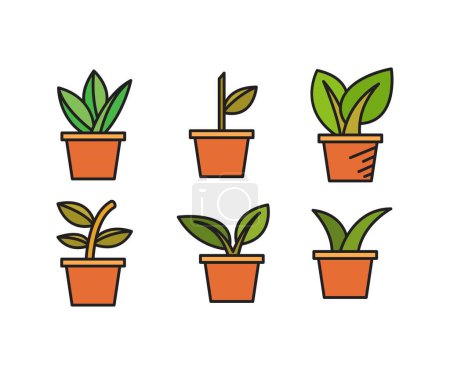 Ilustración de Planta de interior iconos conjunto vector ilustración - Imagen libre de derechos
