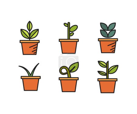 Illustration for Houseplant icons set vector illustration - Royalty Free Image