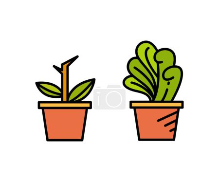 Illustration for Plant pot icons set vector illustration - Royalty Free Image
