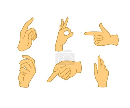 Téléchargez les illustrations : Illustration vectorielle d'ensemble de geste de main - en licence libre de droit
