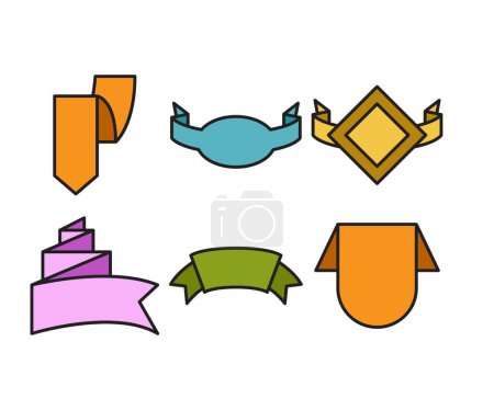 Illustration for Award ribbon banner and label set vector illustration - Royalty Free Image